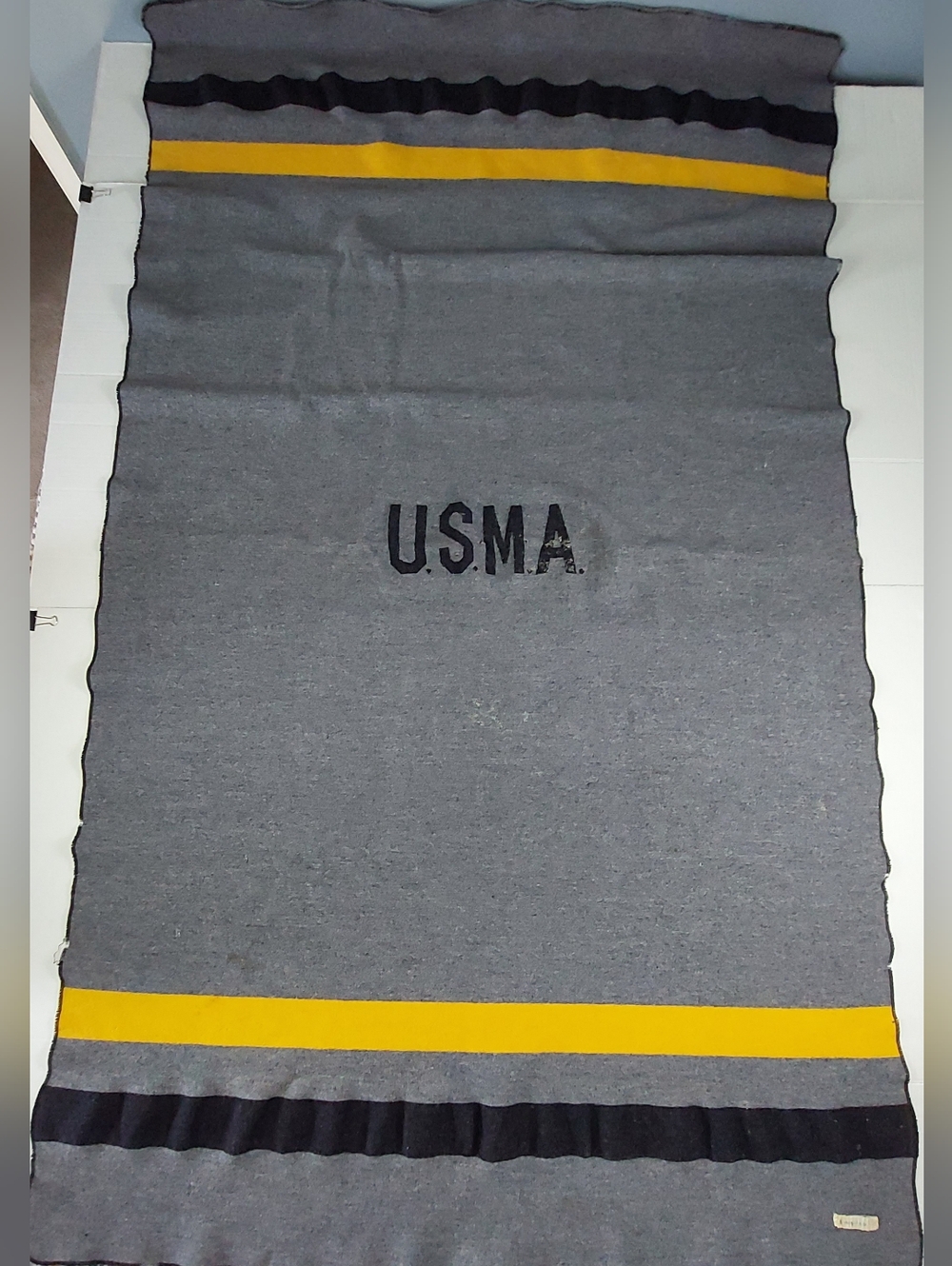 Vintage 1940s Northstar USMA West Point Military Academy Wool Blanket 81x48 Gray